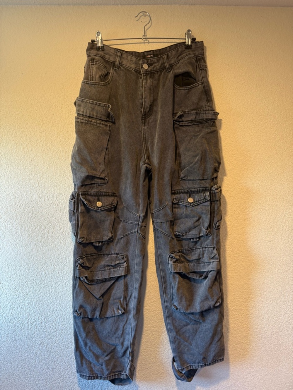 MICAS High-Waist Cargo Wide Leg Jeans - Washed Gray - Picture 5 of 9